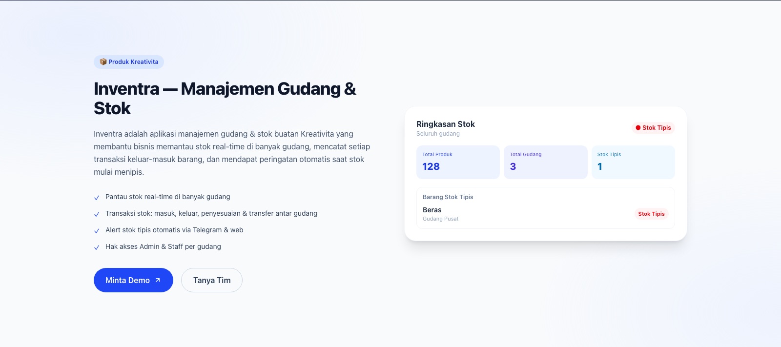 Inventra — manajemen gudang & stok