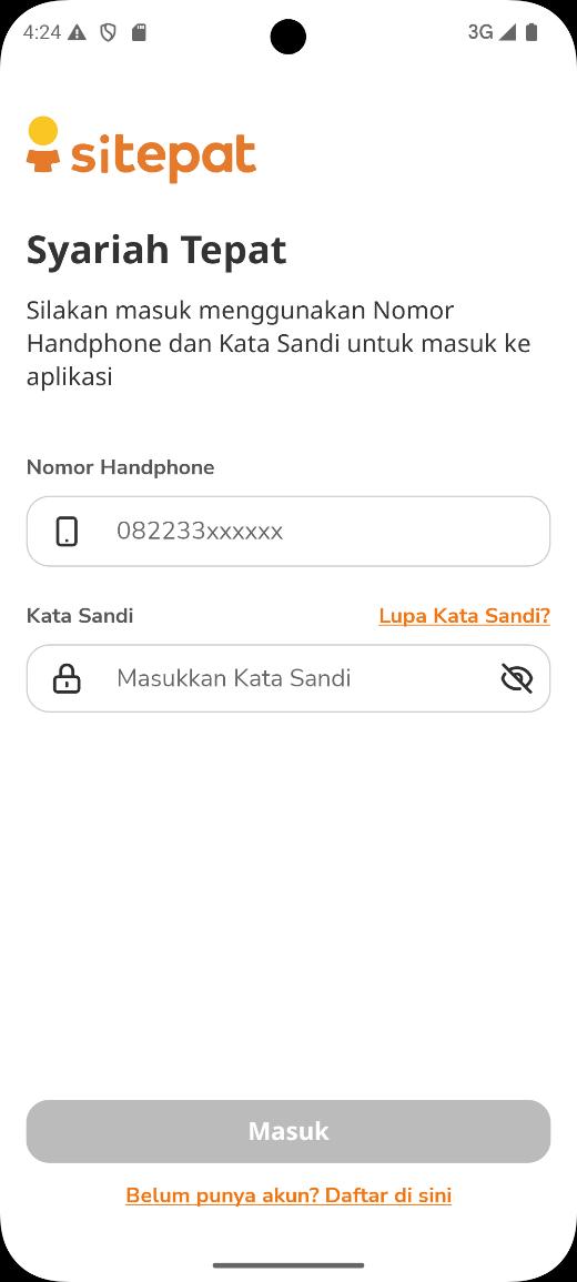 Sitepat — login screen
