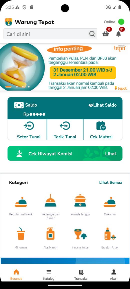 Warung Tepat — home screen