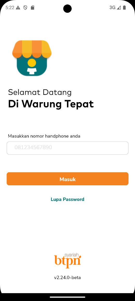 Warung Tepat — login screen